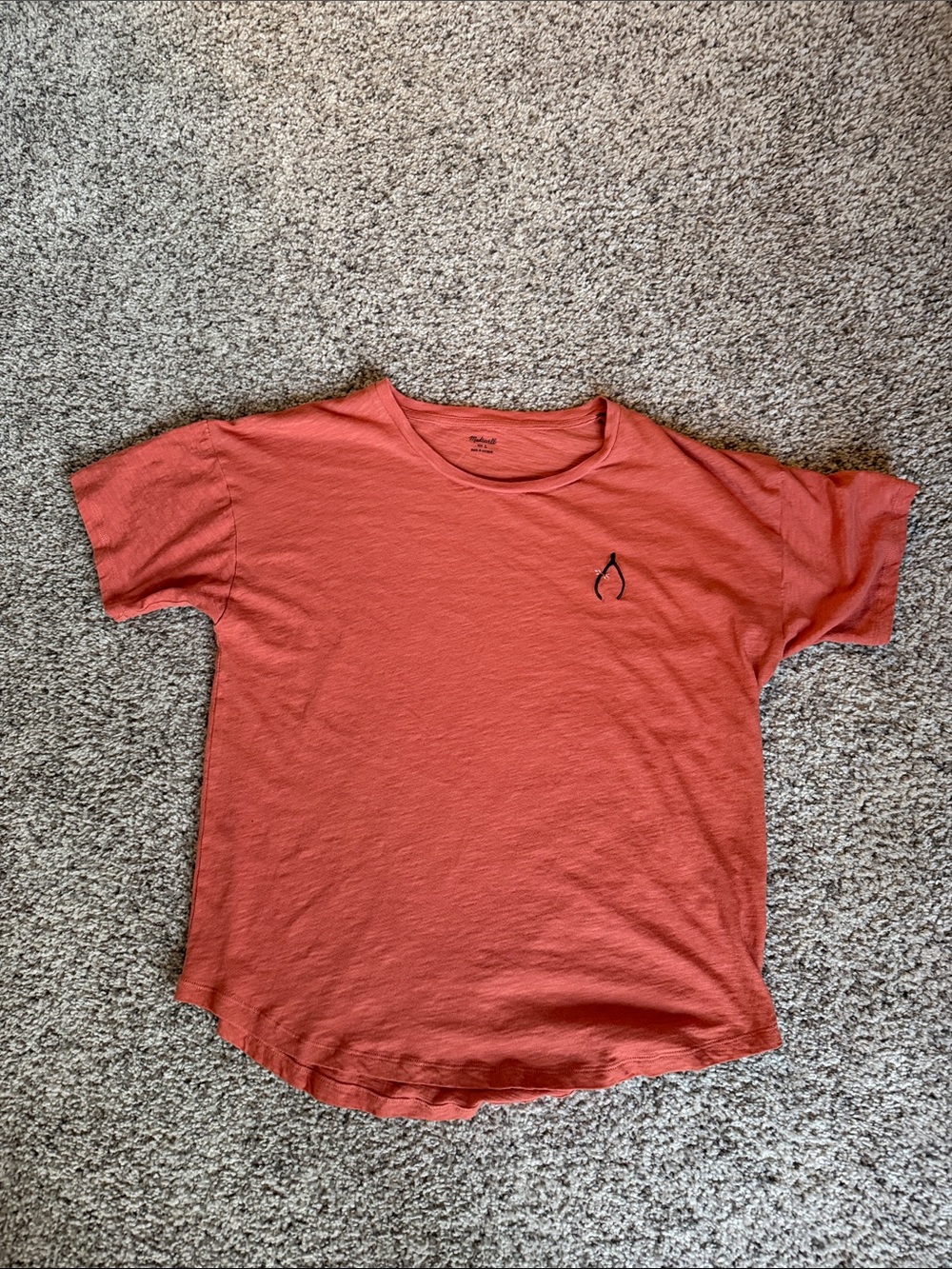 Madewell Heathered Orange Short Sleeve Tee with Wishbone